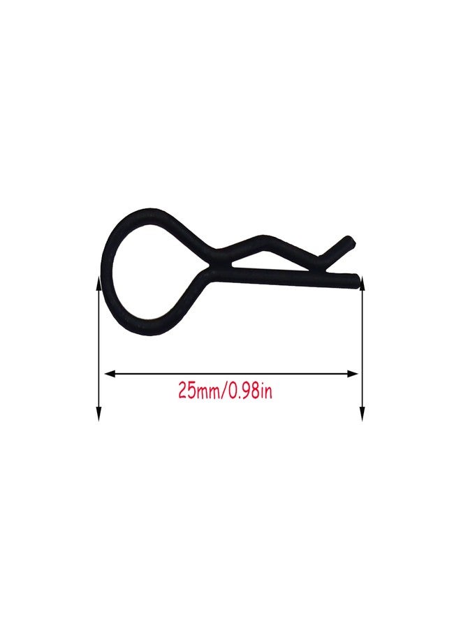 RC Lelut 100pcs RC Body Clips Bent Springy R Pins Bent for 1/8 1/10 1/12 Car Truck Crawler Buggy Shell Replacement (Black) - Image 2